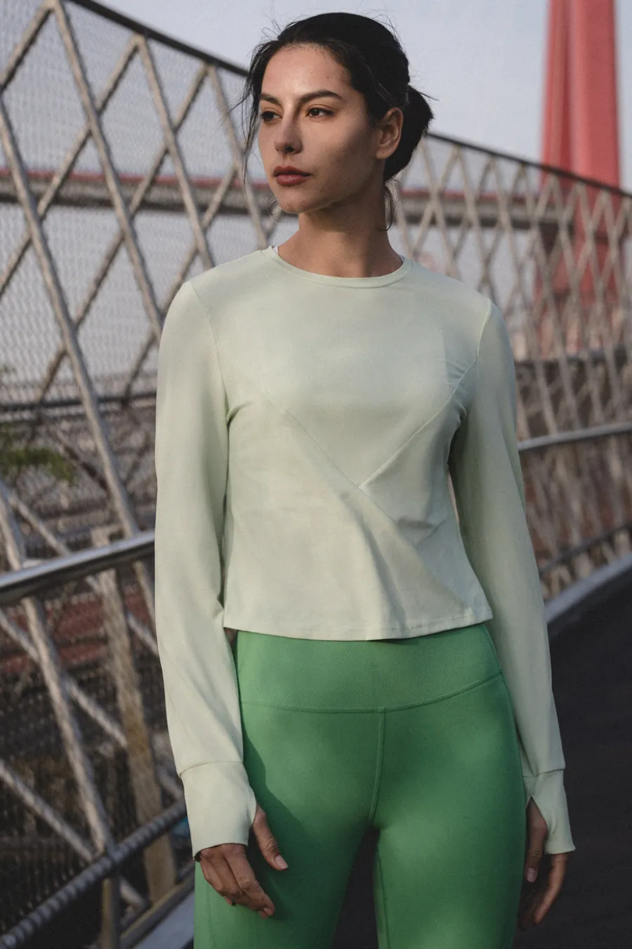 Yvette Crop Longsleeve Ina LightGreen Hot
